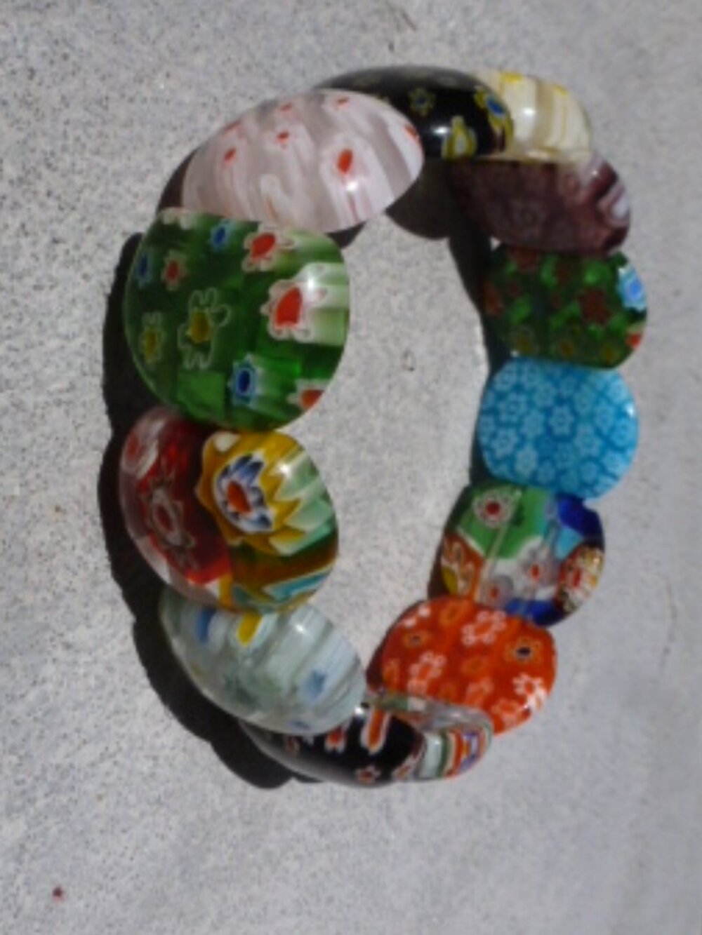 Milliefiori glass cabochon stretch bracelet NEW